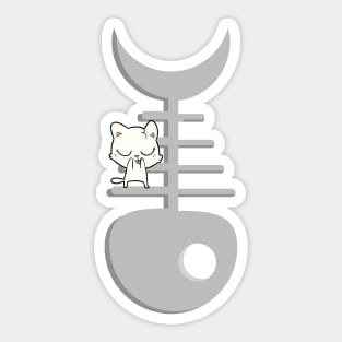 Cat and fish bone Sticker